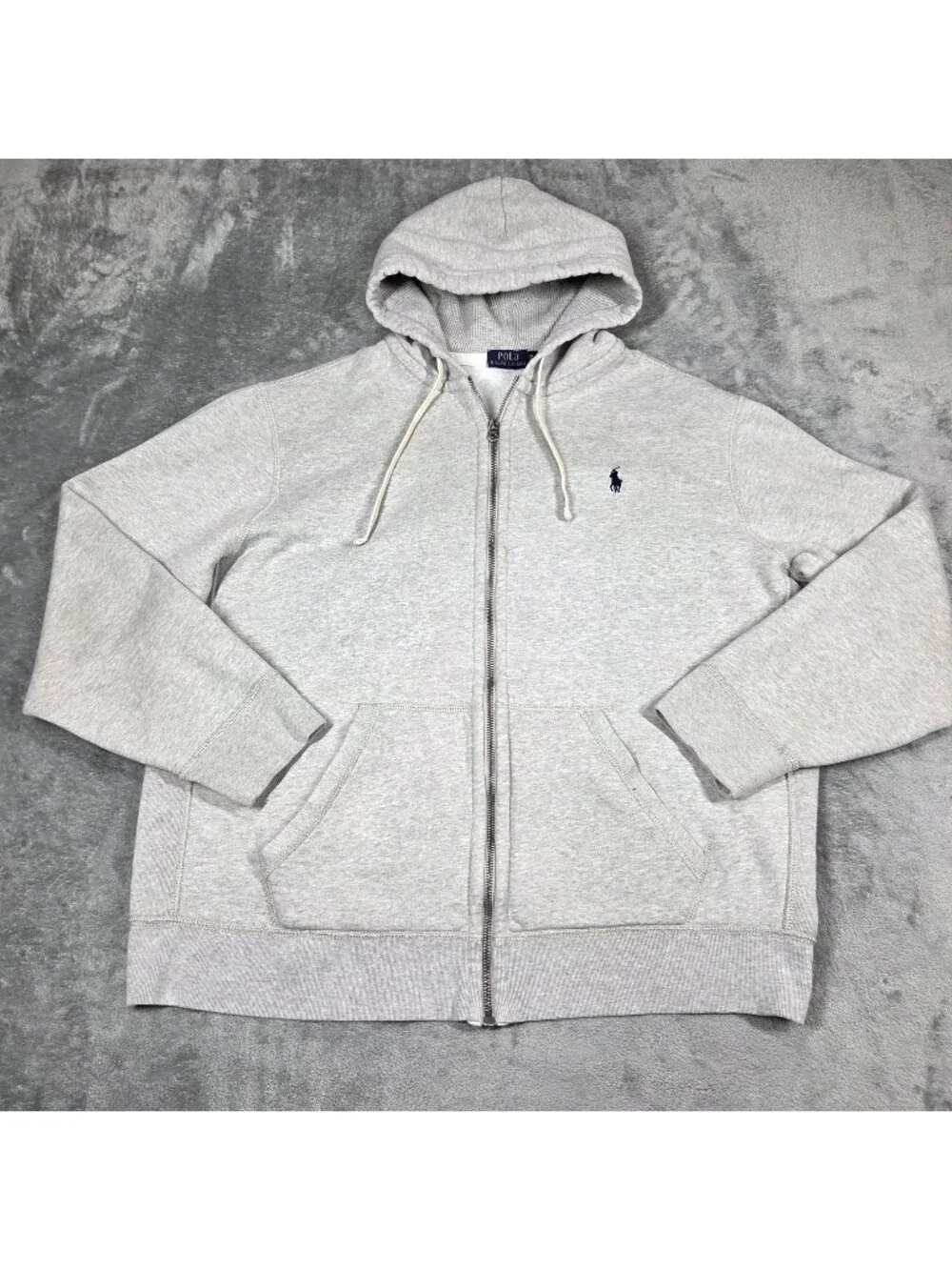Polo Ralph Lauren Hoodie Mens XXL Gray Zip Up Sweatshirt Jacket Preppy READ